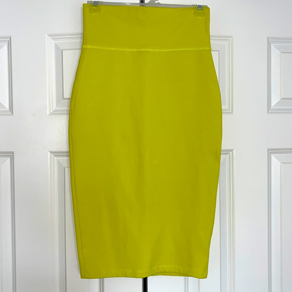 Bebe Neon Green/yellow high waisted pencil skirt size S